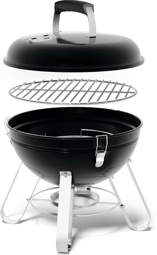 14-Inch Portable Charcoal Kettle Grill - NK14K-LEG-3 - Black, Portable, 150In² Cooking Area, Sturdy 4-Leg Design