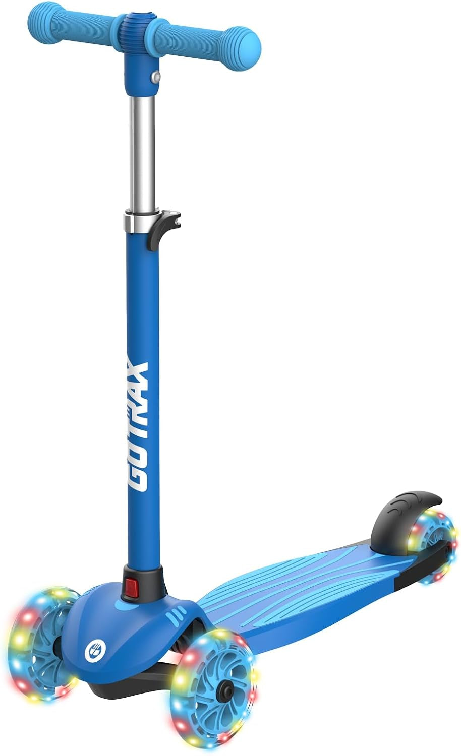KS1 Kids Kick Scooter, LED Lighted Wheels and 3 Adjustable Height Handlebars, Lean-To-Steer & Widen Anti-Slip Deck, 3 Wheel Scooter for Boys & Girls Ages 3+ and up to 100 Lbs