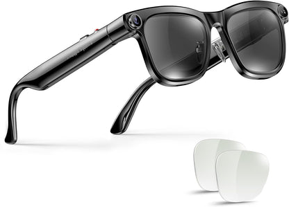 AI Smart Glasses with Camera &amp; Bluetooth, 8MP 1080P HD Video, Photochromic Sunglasses Lenses, Open-Ear Audio, Voice Assistant, AI Recognition &amp; Translation, Privacy LED, IPX4, Outdoor