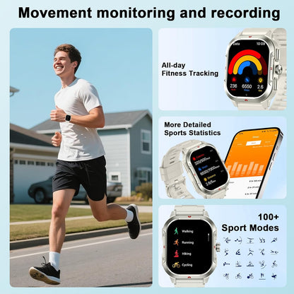 Smart Watch for Men Women, 2.06"HD Touch Screen Fitness Tracker with Precision GPS, Bluetooth Calling, Heart Rate Sleep Monitor, 100+ Sport Modes, IP68 Waterproof Smartwatch for Android Ios, Off-White