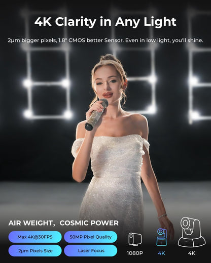 Tail Air Streaming Camera 4K, AI Tracking PTZ Camera with NDI Support, Intelligent APP, Gesture Control, Hdmi/Usb-C/Wifi Video Camera for Streaming, Youtube, Church, Worship, Sports, Etc.