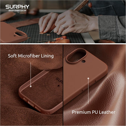 Leather Case for Iphone 17 Case 6.3 Inch, Premium PU Leather Compatible with Magsafe (With Metallic Buttons &amp; Microfiber Lining) Phone Cover, Brown