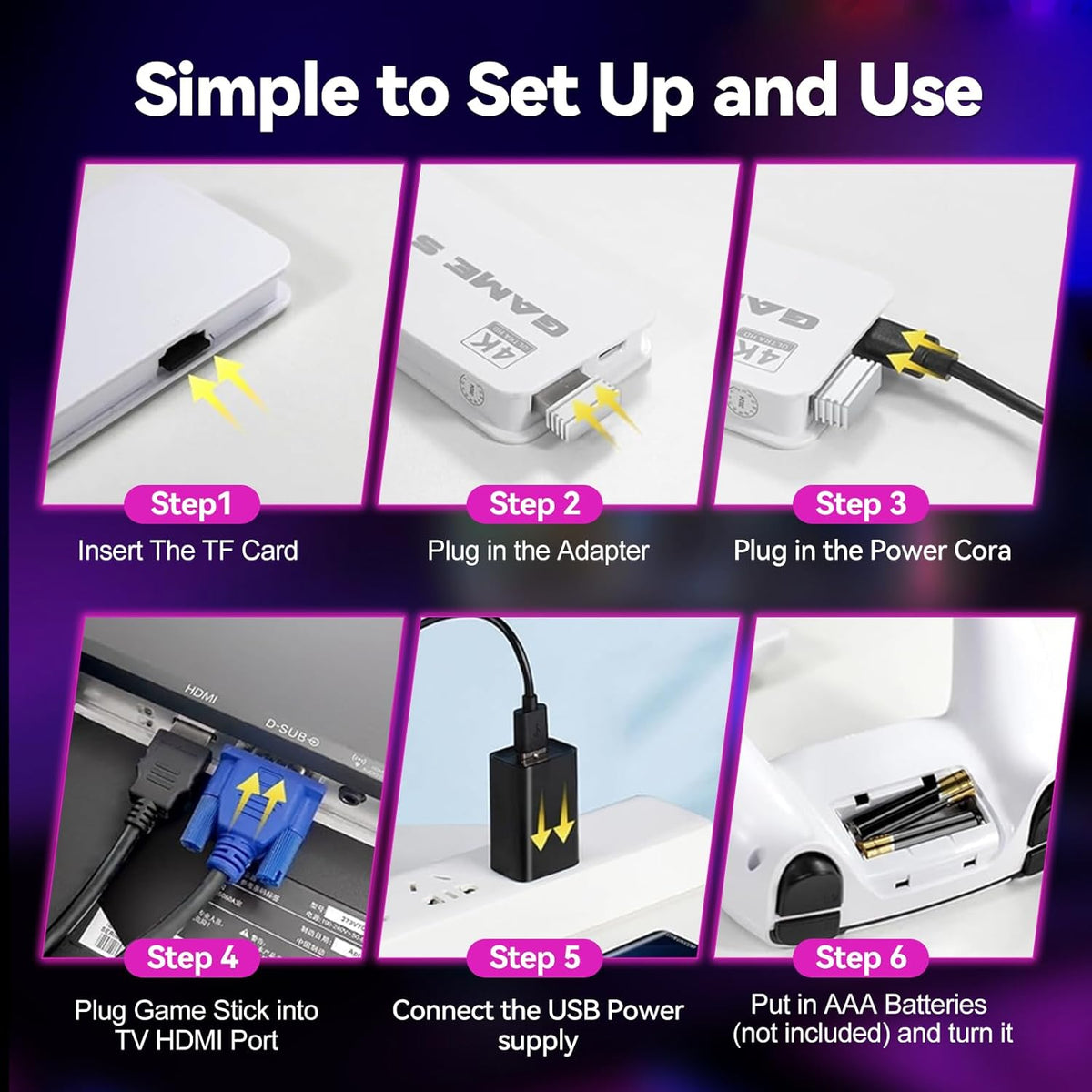 2025 Upgraded Retro Gaming Console, 4K HDMI Video Game Consoles with 40,000+ Games &amp; 23 Emulators, Plug and Play Video Gaming Stick with Upgrade Dual 2.4G Controllers (128G)