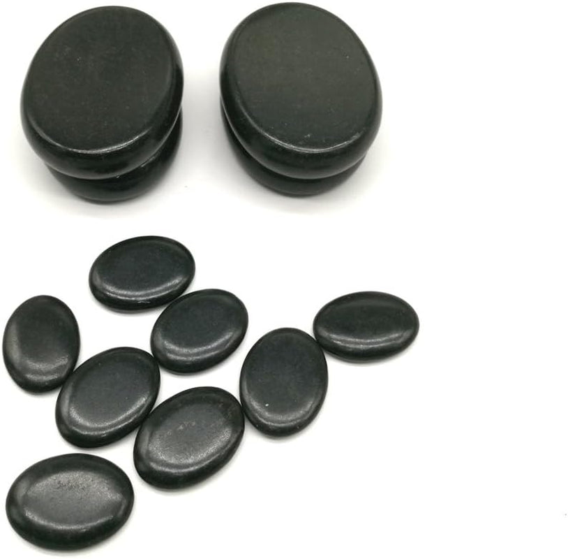 12Pcs Hot Massage Stones Set Natural Lava Basalt Heated Warmer Stone for Spa Massage Black