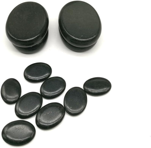 12Pcs Hot Massage Stones Set Natural Lava Basalt Heated Warmer Stone for Spa Massage Black