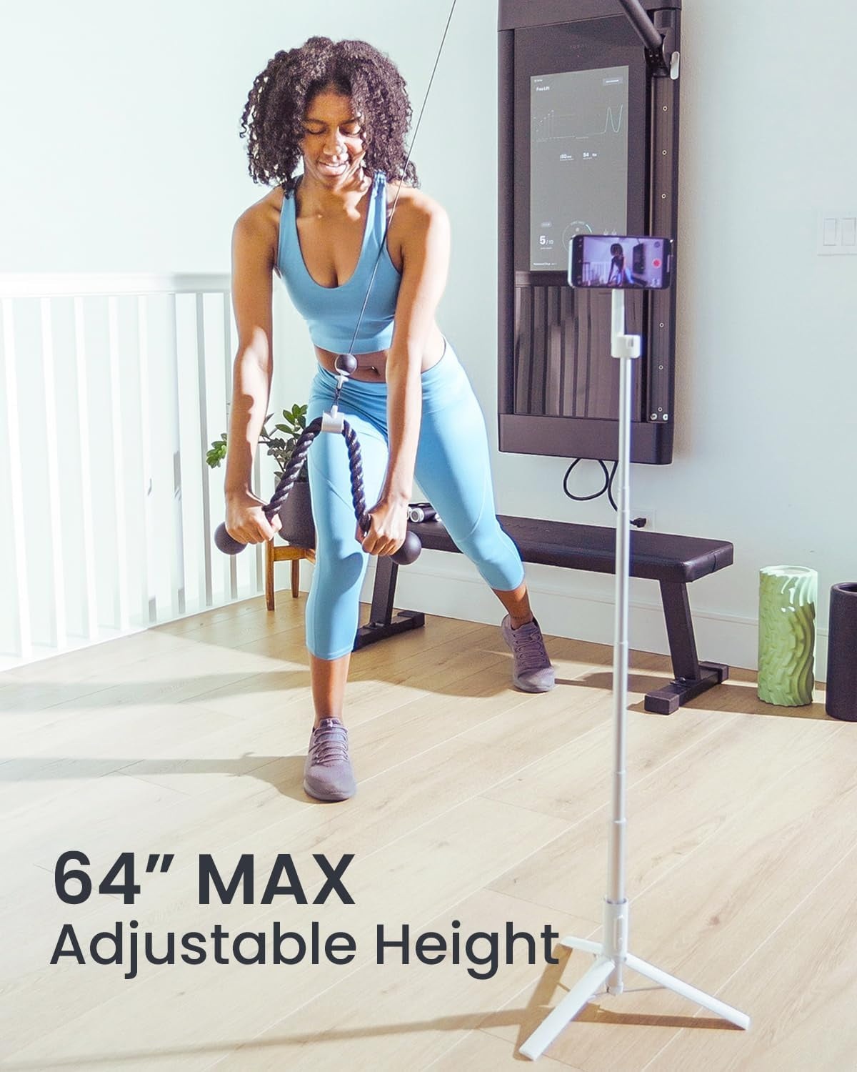 Magnetic Selfie Stick Tripod for Iphone, 64” Phone Tripod for Magsafe, Travel Tripod Stand with Remote for Cell Phone Video Recording
