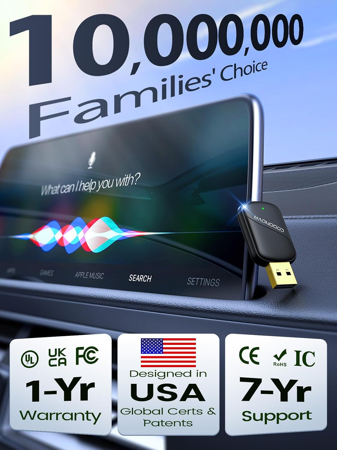 Mini Wireless Carplay Adapter for Iphone and Android Auto | | Wired-To-Wireless Car Stereo Dongle | Gold-Plated USB | Fast Stable Auto Reconnect | for OEM Wired Carplay Cars 2016+