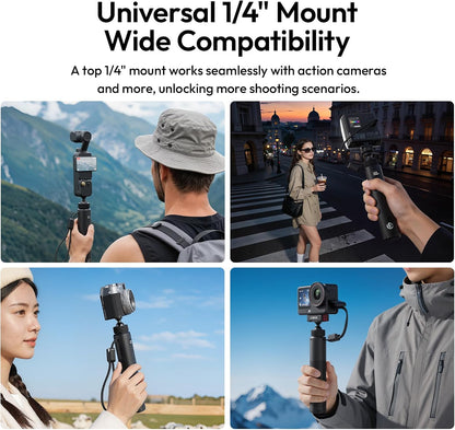 MA93 Battery Power Handle Grip with Hidden Tripod, 10000Mah Portable Power Bank for Action Camera &amp; Phone,Mobile Charger with Multi-Function Lanyard for Gimbal Camera Accessories
