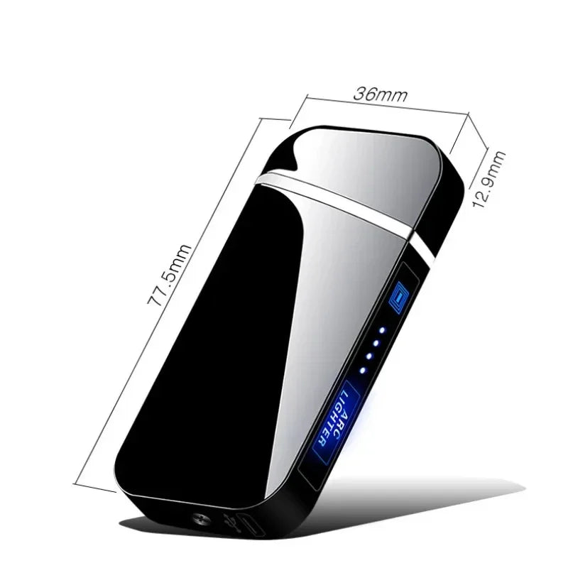 2025 Smart Chip Electric Dual Arc USB Lighter Outdoor Windproof Pulse Plasma Flameless Digital Power Display Lighter Men Gifts