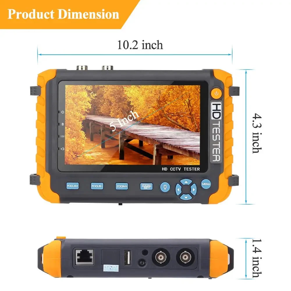 Portable CCTV Tester IV8W 8MP AHD/CVI/TVI Mini Monitor Cameras Tester HDMI VGA Input Video Cable Security Camera Tester