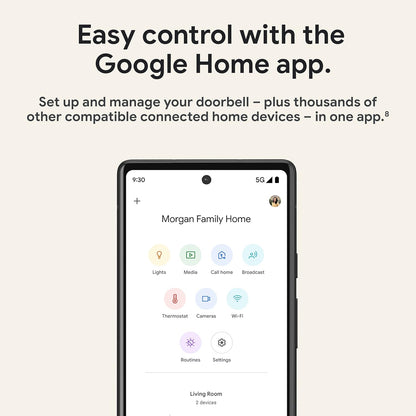 Nest Doorbell (Wired, 2Nd Gen) - Wired Video Doorbell Camera - Doorbell Security Camera - Snow