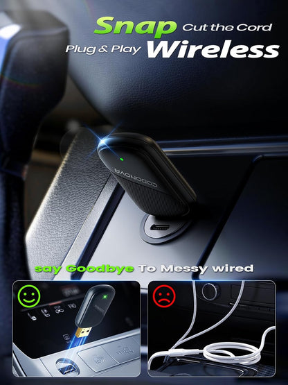 Mini Wireless Carplay Adapter for Iphone and Android Auto | | Wired-To-Wireless Car Stereo Dongle | Gold-Plated USB | Fast Stable Auto Reconnect | for OEM Wired Carplay Cars 2016+