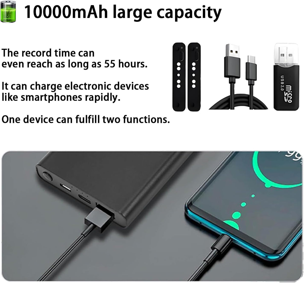 Mini 1080P HD Camera, Nanny/Pet/Child Camera Power Bank, with Motion Detection, Automatic Night Vision, Loop Record, and Gravity Sensing Functions. Suitable for Office and Home Security Monitoring Cam