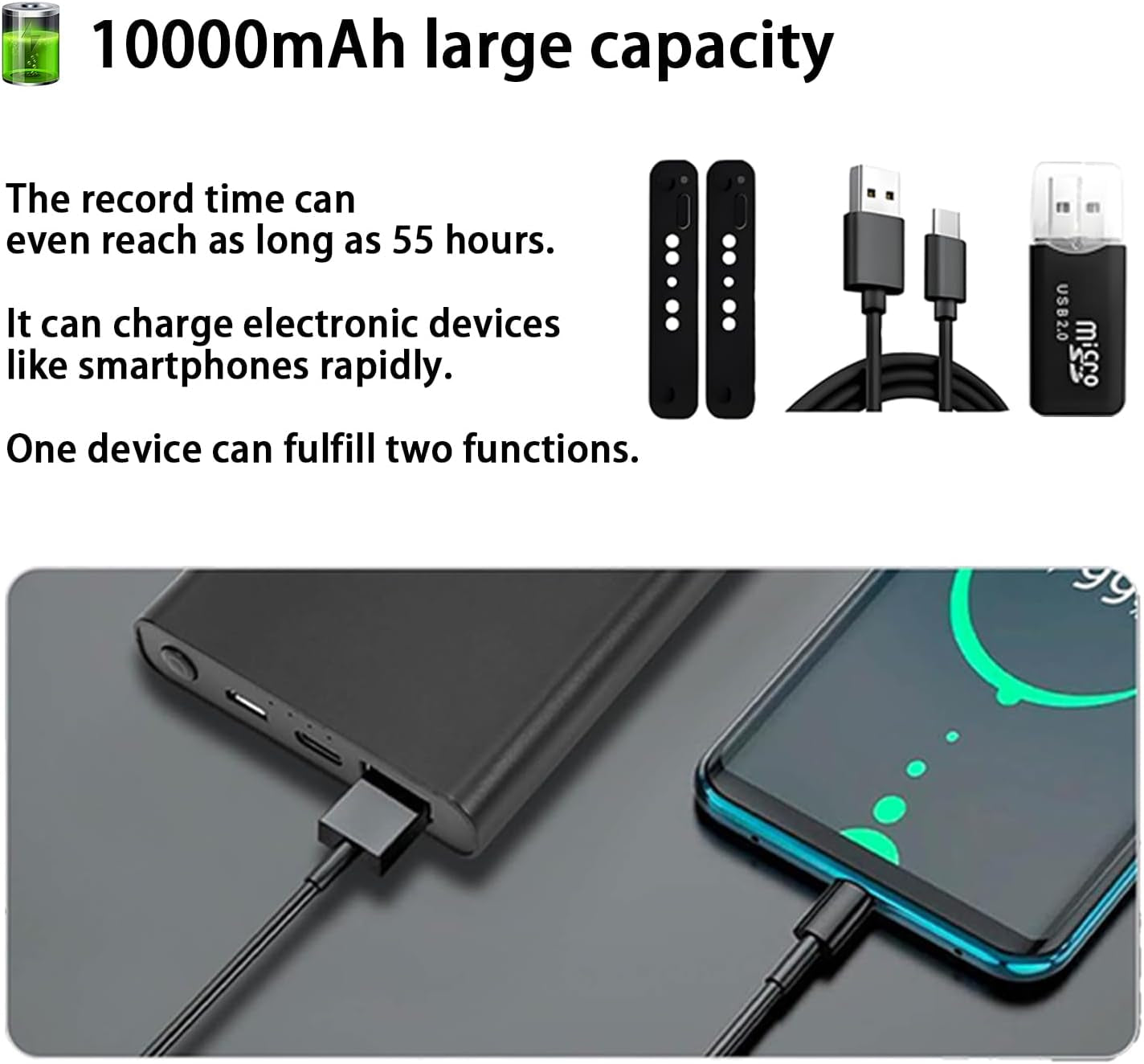 Mini 1080P HD Camera, Nanny/Pet/Child Camera Power Bank, with Motion Detection, Automatic Night Vision, Loop Record, and Gravity Sensing Functions. Suitable for Office and Home Security Monitoring Cam