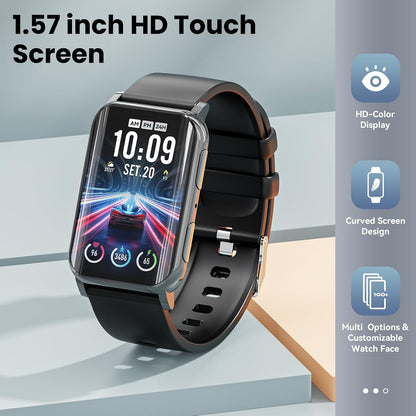 Smart Watches for Men Women (Answer/Make Calls), 1.57" Curved Screen Fitness Tracker, 2 Bands Smart Watch with 24/7 Heart Rate/Sleep Monitor, Compatible with Android Ios,110+ Sport Modes