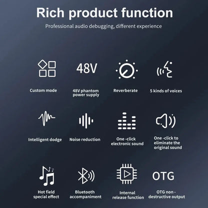 Professional Podcast Live Soundcard Equipment Bundle with 48V XLR Microphone for PC Recording Singing Streaming Gaming