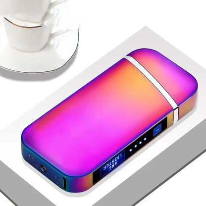 2025 Smart Chip Electric Dual Arc USB Lighter Outdoor Windproof Pulse Plasma Flameless Digital Power Display Lighter Men Gifts