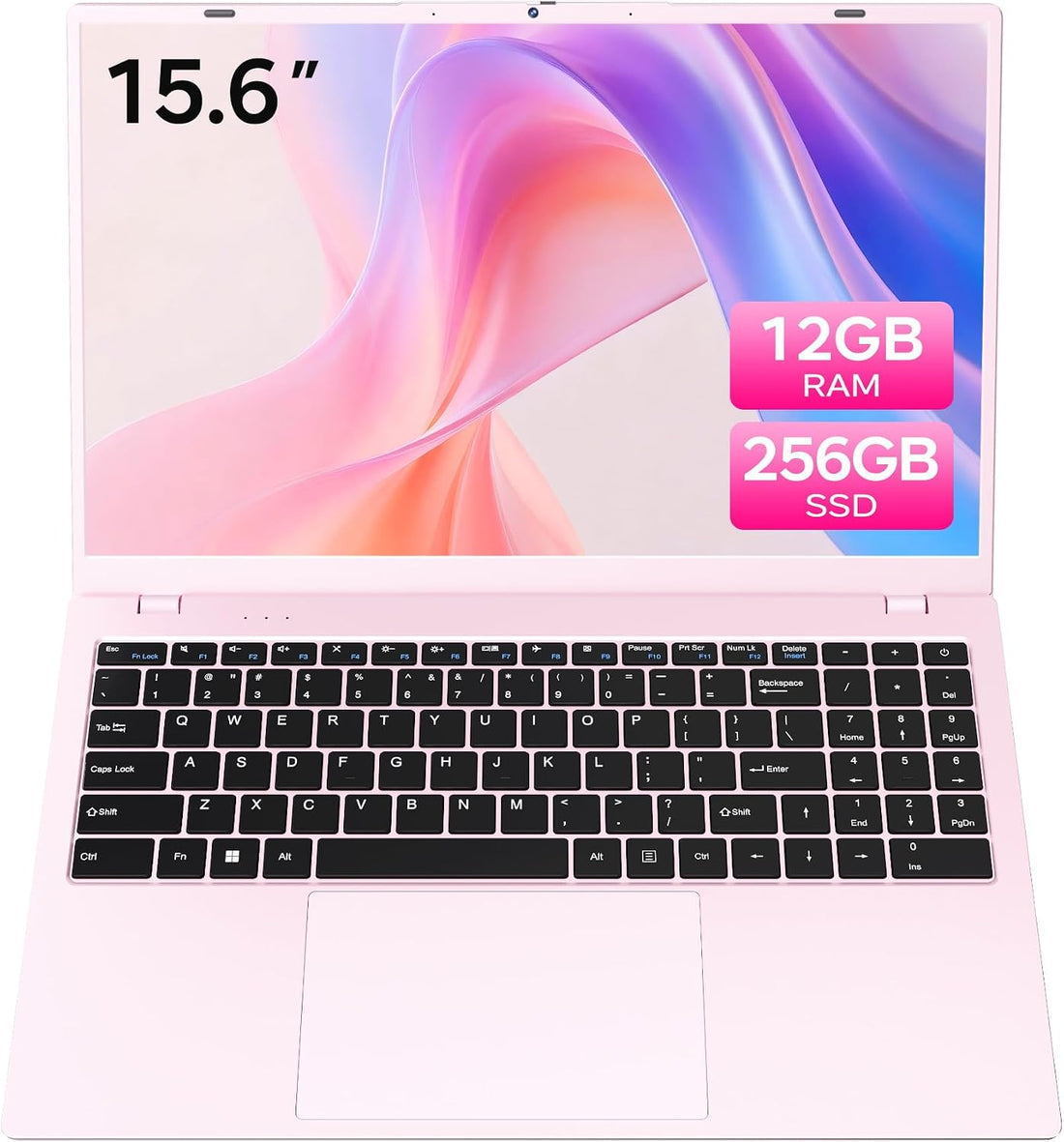 Pink Laptop 15.6 Inch, 12GB RAM 256GB SSD, Pentium 6500Y up to 3.4Ghz, 1080P FHD IPS Screen, USB C, USB 3.2, HDMI, Wifi5, BT5.2, Computer Laptops for Student, Business, Home
