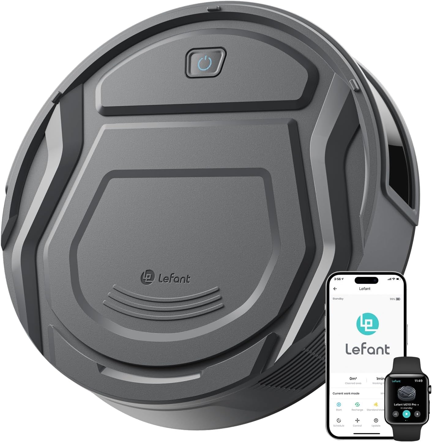 M210 Pro+ Robot Vacuum Cleaner, 6000Pa Suction, 200 Mins Runtime, Precisense Obstacle Avoidance, Self-Charging, Slim & Quiet, Wifi/App/Alexa, Pet Hair & Hard Floors, Grey