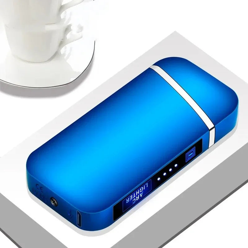 2025 Smart Chip Electric Dual Arc USB Lighter Outdoor Windproof Pulse Plasma Flameless Digital Power Display Lighter Men Gifts