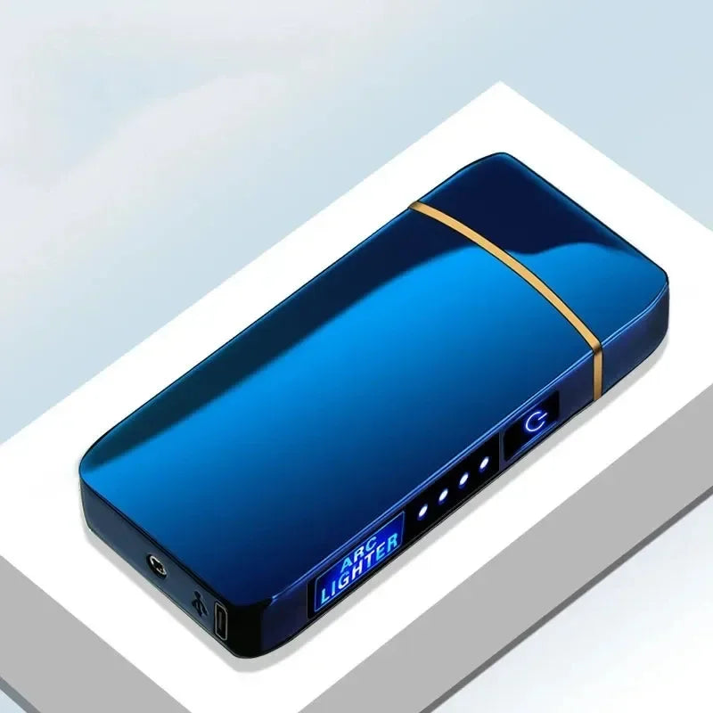 2025 Smart Chip Electric Dual Arc USB Lighter Outdoor Windproof Pulse Plasma Flameless Digital Power Display Lighter Men Gifts