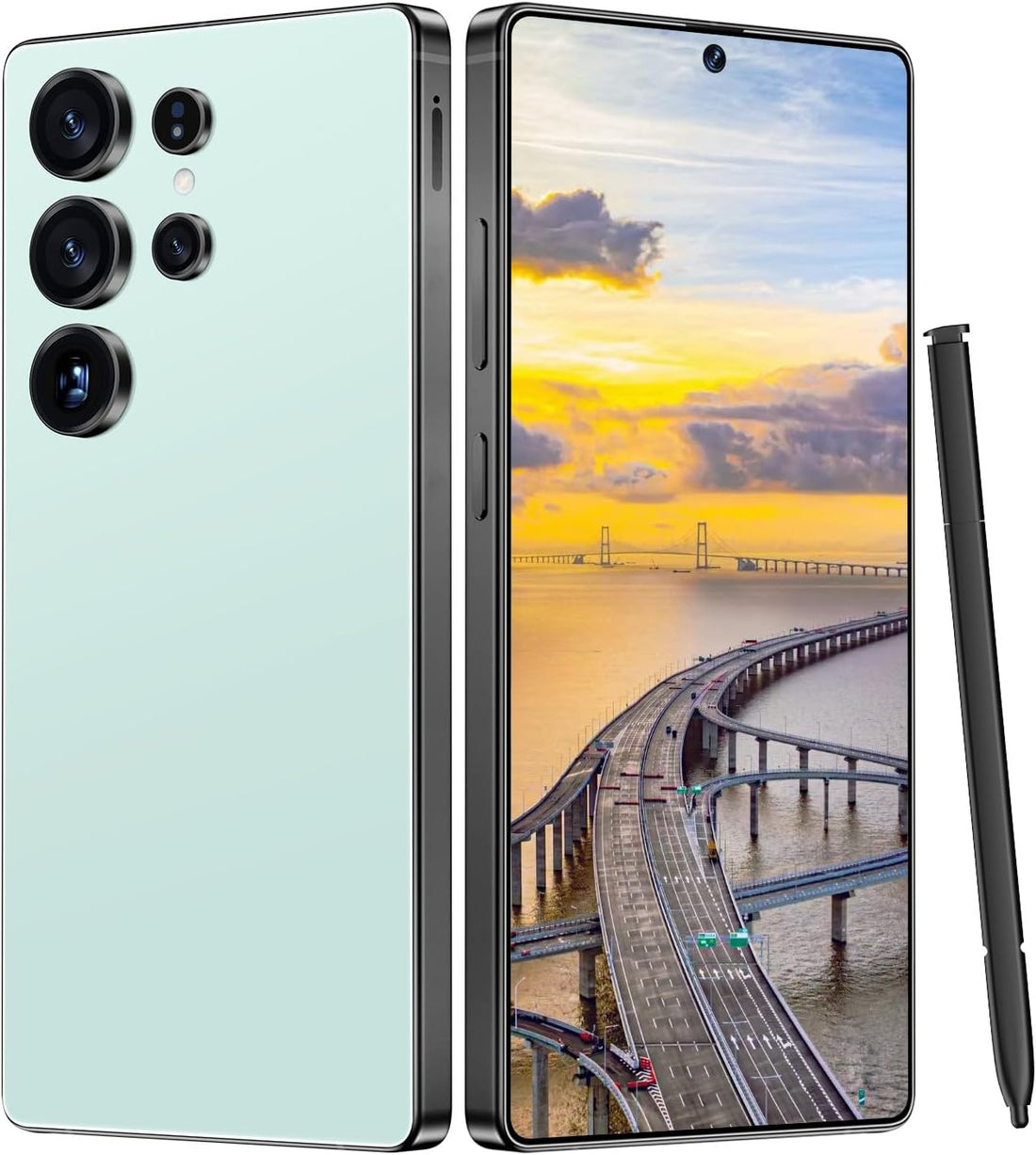 C25 Ultra Cell Phone Unlocked Phones 2025 Android 14 Mobile Phone with Build-In Pen, 12GB+512GB, 7" Display, 108MP+68MP Camera 8000 Mah 5G Dual SIM Smartphone (Light Cyan)