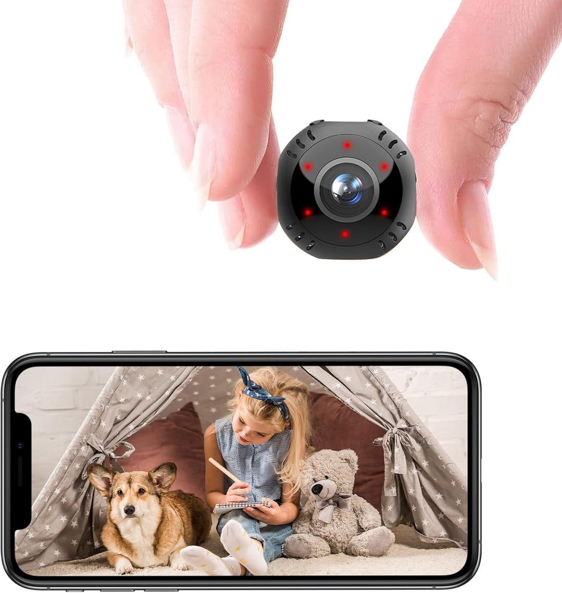Mini Wifi Camera,Small Magnetic Wireless Cameras,4K 1080P Smart App 2.4Ghz,140° Wide Angle,Ai Motion Detection Alarm and Night Vision for Home Security Pet Cameras App Control