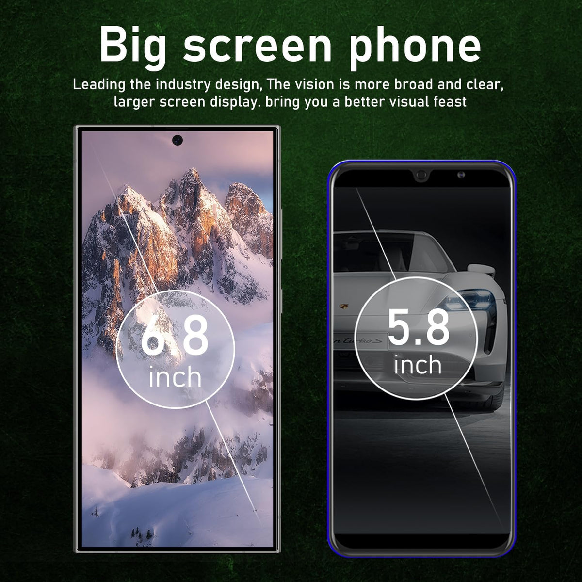Unlocked Cell Phones C24 Ultra Smartphone Android 13 Phones 8GB+256GB/6.8" HD Screen/Dual SIM/108MP+48MP Camera/6800 Mah/Built-In Pen (Black)