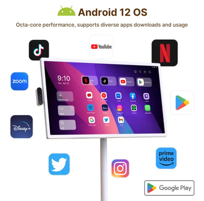 21.5 Inch Portable Smart Touch Screen TV Android 11 Wireless Wifi Monitor Battery Home Outdoor USB Mobile Phone Second Screen