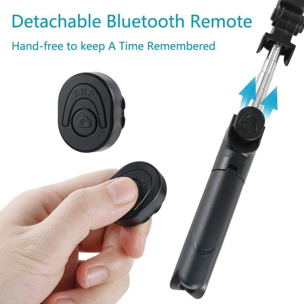 Wireless Selfie Stick, Adjustable Selfie Stick with Tripod Stand and Detachable Wireless Remote, Support Video Record, Extendable Monopod for Iphone 17/16/15/14 Pro Max, Galaxy, All Other Smart Phone