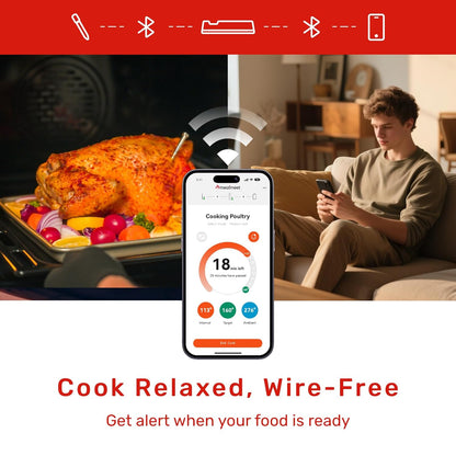 S Pro Bluetooth Wireless Meat Thermometer, with 6 Sensors Build In, Long Range, Smart App Monitoring with Timer &amp; Alarm, IP69 Waterproof, Meat Thermometer Probe for BBQ, Grill, Oven