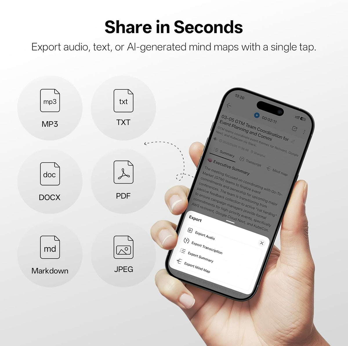 Recdot AI Voice Recorder Earbuds, AI Note Taker for Meetings &amp; Calls | Real-Time Transcription &amp; Translation across 78 Languages, 48 Db Hybrid ANC, AI Powered Summaries with Advanced LLM Models