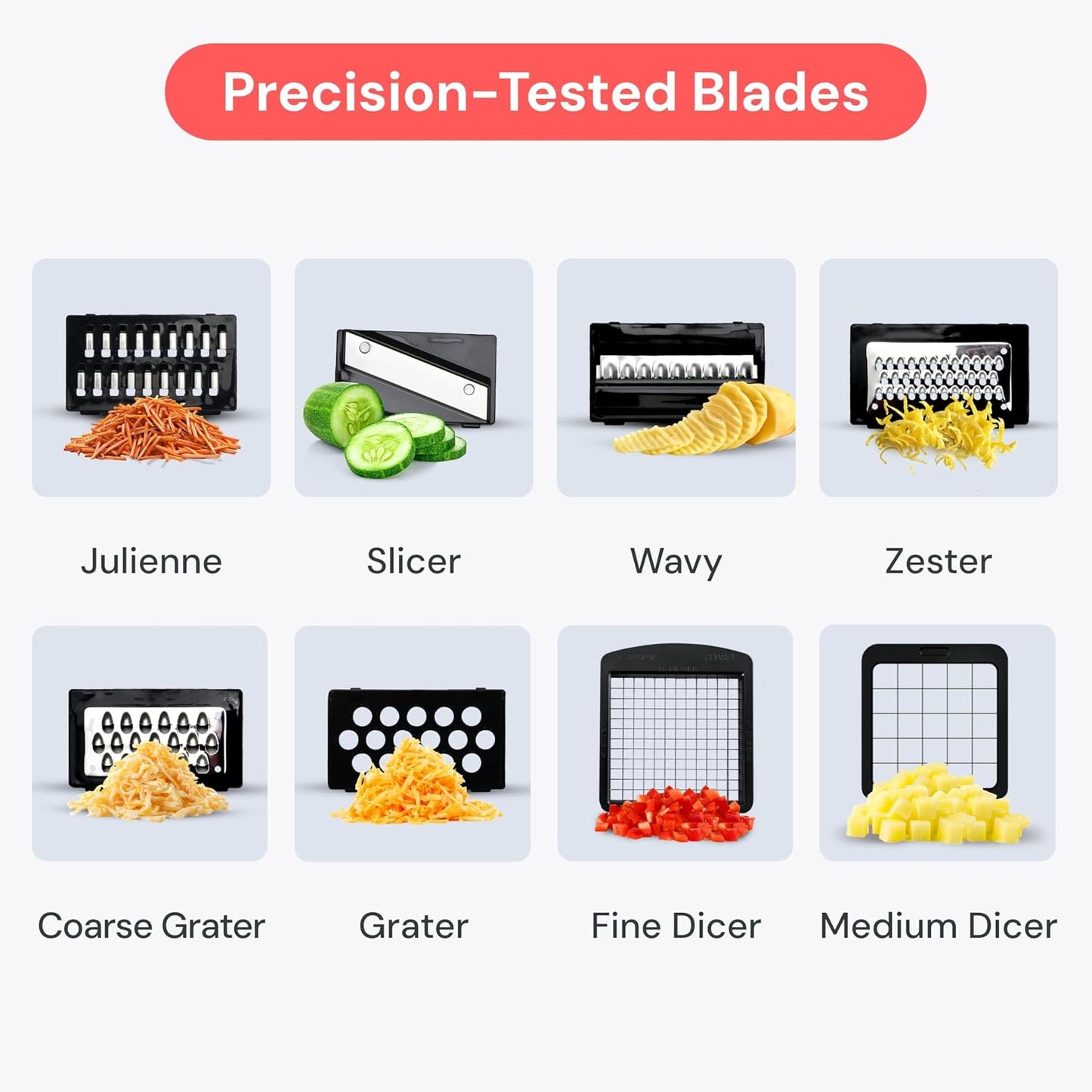 Pro Original - Vegetable Chopper & Mandoline Slicer - 8 Blades | Onion, Salad & Veggie Dicer - Julienne Cutter & Grater - Kitchen Gadgets & Gifts - Home Essentials (8-In-1, White)