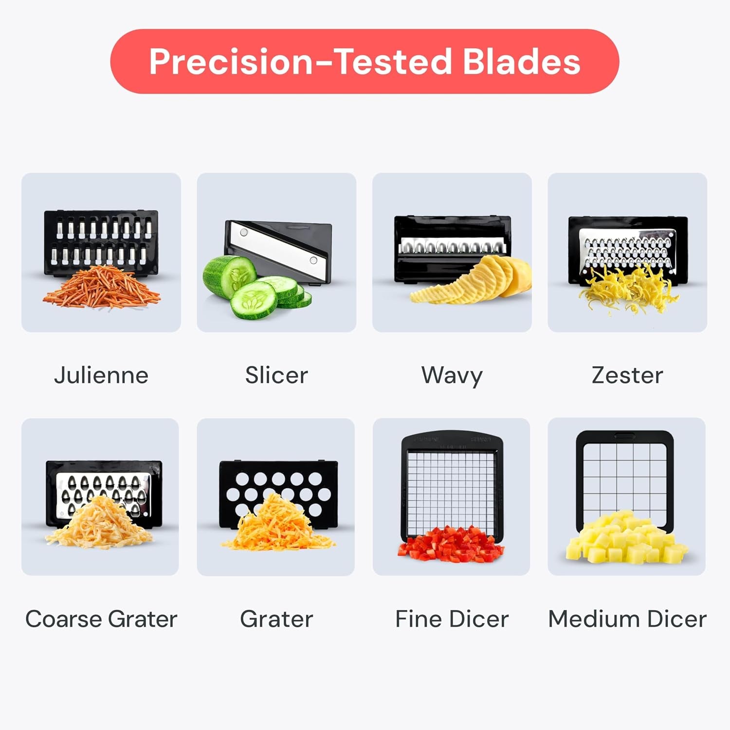 Pro Original - Vegetable Chopper & Mandoline Slicer - 8 Blades | Onion, Salad & Veggie Dicer - Julienne Cutter & Grater - Kitchen Gadgets & Gifts - Home Essentials (8-In-1, White)
