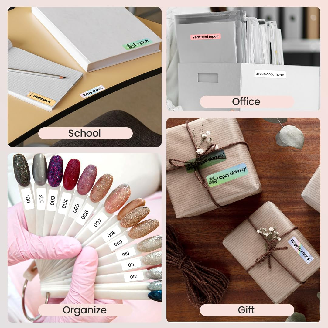 Label Maker Machine,  D30 Portable Bluetooth Label Printer with Tape Label Maker Handheld, Multiple Templates Available for Smartphone Easy to Use for Office Home Organization USB Rechargeable