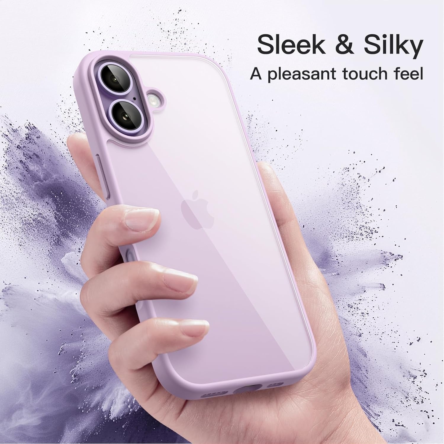 Case for Iphone 17 6.3-Inch, Shockproof Phone Bumper Cover, Solid Color Matte TPU Frame, Anti-Scratch Clear Back (Lavender)