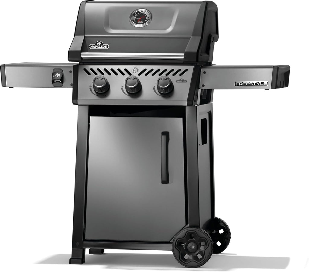 Freestyle 365 Propane Gas BBQ Grill - F365DPGT - Barbecue Gas Cart, with 3 Burners, Folding Side Shelves, Instant Failsafe Ignition, Porcelain Coated Cast Iron Cooking Grids