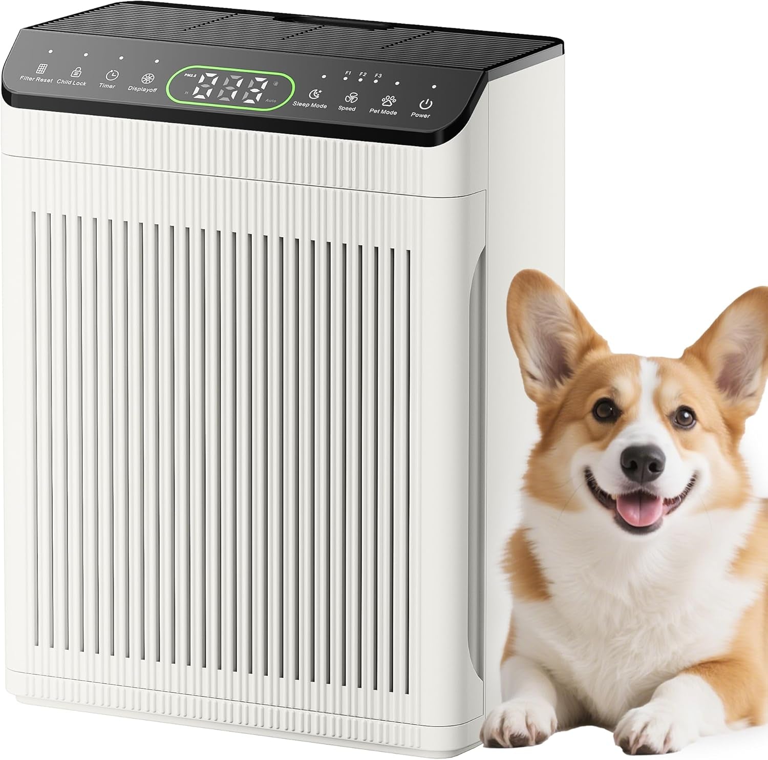 Air Purifiers for Home Large Room up to 2200Sq.Ft with Washable Filters,  Air Purifiers for Bedroom with Fragrance, PM 2.5 Display Air Quality Sensor for Smoke Dust Odors, Ivory, 1Pack