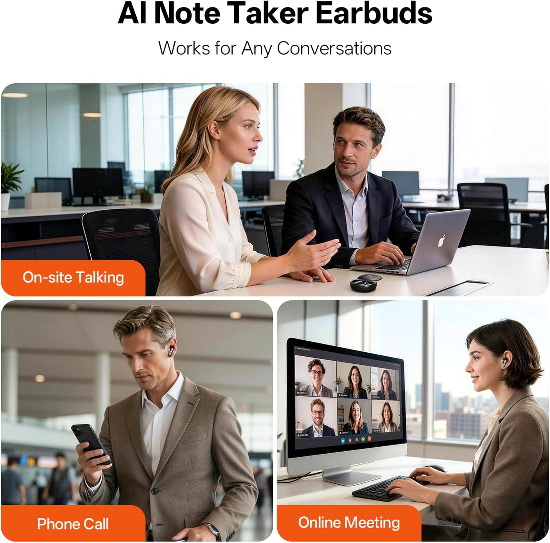 Recdot AI Voice Recorder Earbuds, AI Note Taker for Meetings &amp; Calls | Real-Time Transcription &amp; Translation across 78 Languages, 48 Db Hybrid ANC, AI Powered Summaries with Advanced LLM Models