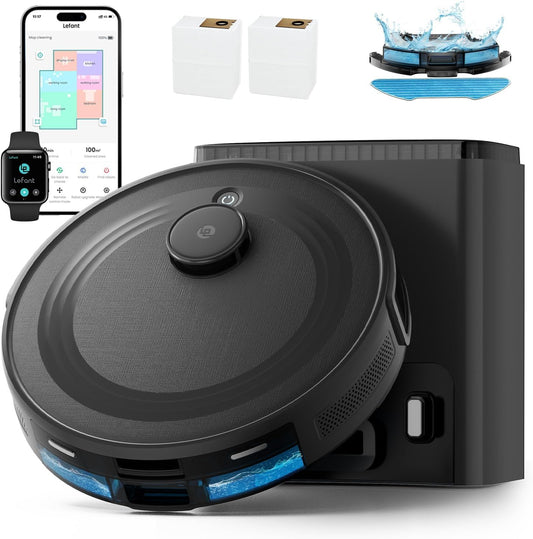 M2 plus Robot Vacuum and Mop, Strong Suction with Lidar Navigation, 75-Day Self-Emptying, 2.4/5G Wi-Fi/App/Alexa, 190° PSD Obstacle Avoidance, Hard Floors and Carpet, Black