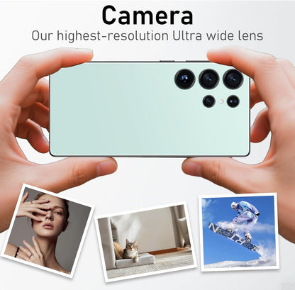 C25 Ultra Cell Phone Unlocked Phones 2025 Android 14 Mobile Phone with Build-In Pen, 12GB+512GB, 7" Display, 108MP+68MP Camera 8000 Mah 5G Dual SIM Smartphone (Light Cyan)