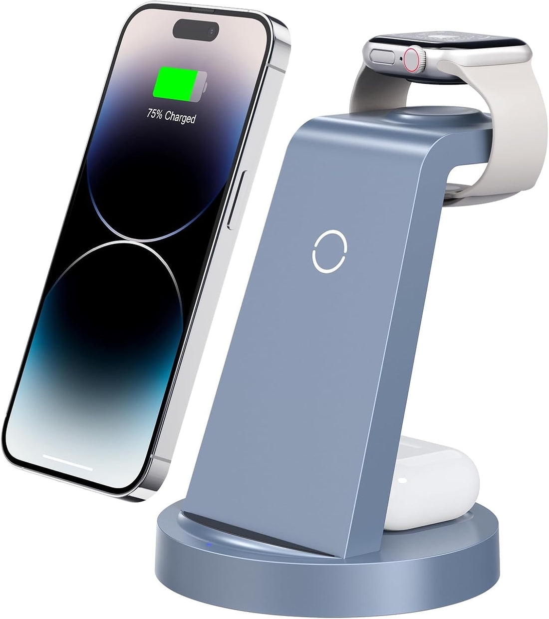 Wireless Charger - 3 in 1 Charging Station Compatible for Iphone &amp; Iwatch - Charging Stand Dock for Airpods (Blue)