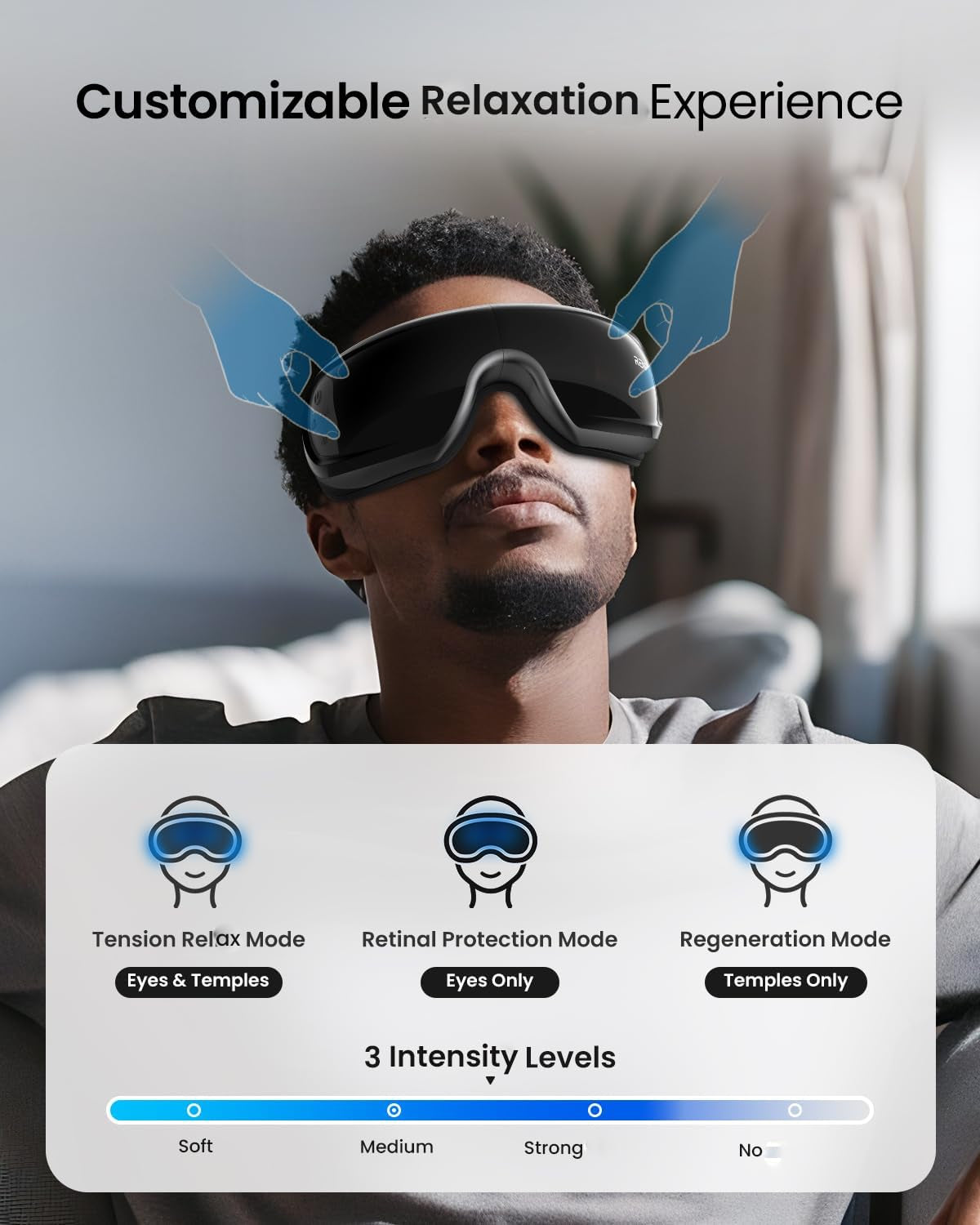 Eye Mask with Heat &amp; Cooling Pad,Voice Control Eyeris 3 Electric Eye Care Device with Bluetooth Music, Preset Commands for Eye Relaxation, Birthday Gift for Women Men Him Her